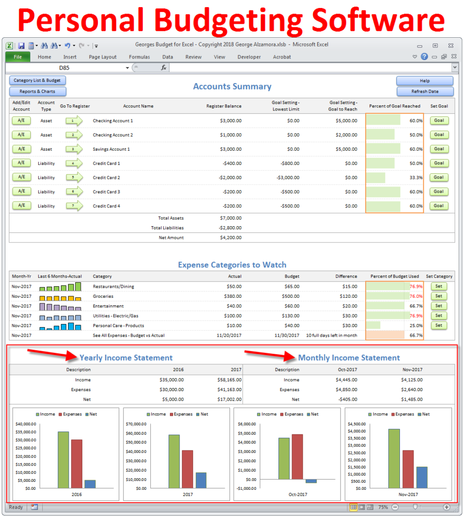personal budget app excel templates